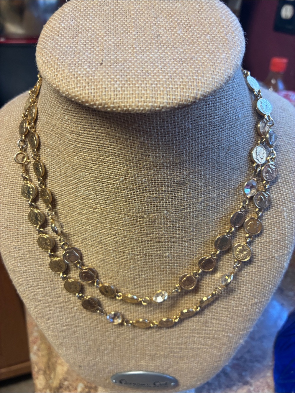Gold-Tone Double Strand Coin Necklace - Women's Jewelry